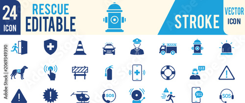 Emergency services icon set rescue first aid and disaster relief graphics