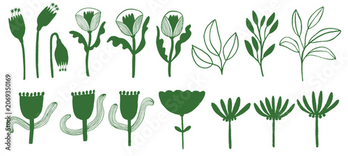 Floral shapes and line art collection