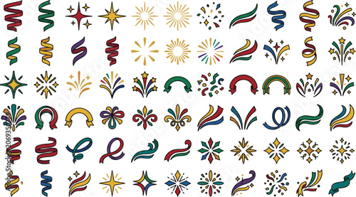 Colorful abstract geometric and floral vector icons set