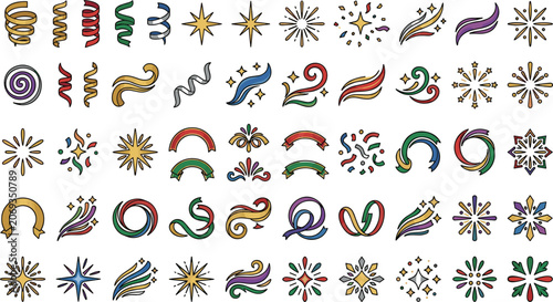Colorful abstract vector patterns and decorative swirls design collection