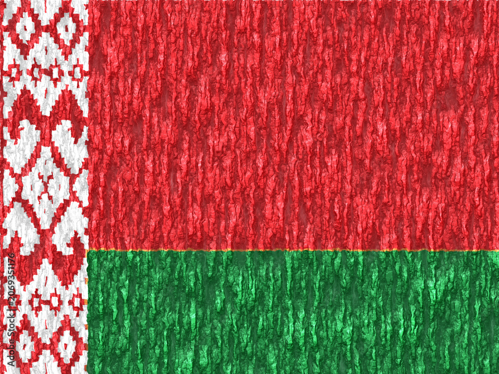 Obraz premium Belarus Flag with Bark Wood Texture - SVG Vector Illustration