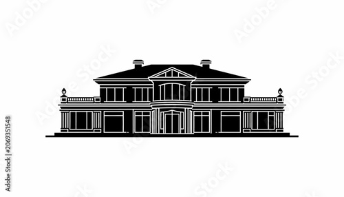 Luxury Mansion Building Vector Illustration
