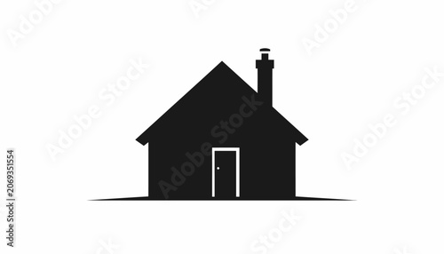 Residential House Silhouette Vector Illustration