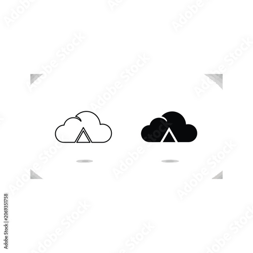 Two cloud icons with letter a in the center one white and one black logo design identity