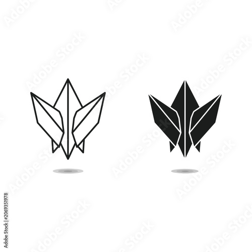 Two stylized leaf icons one black and white the other black representing nature and growth