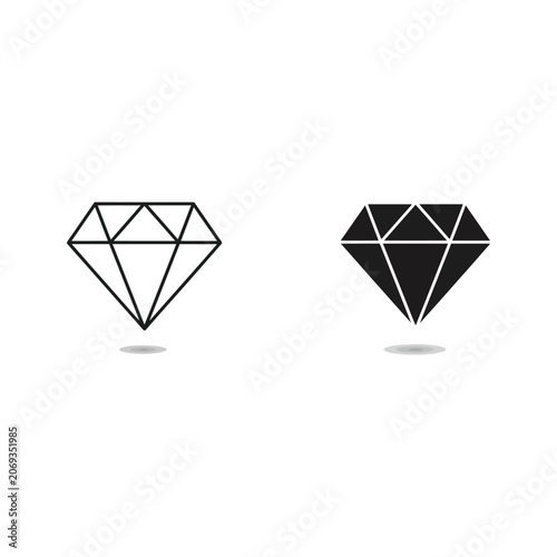 Two geometric diamond shapes, one white and one black, set against a white background
