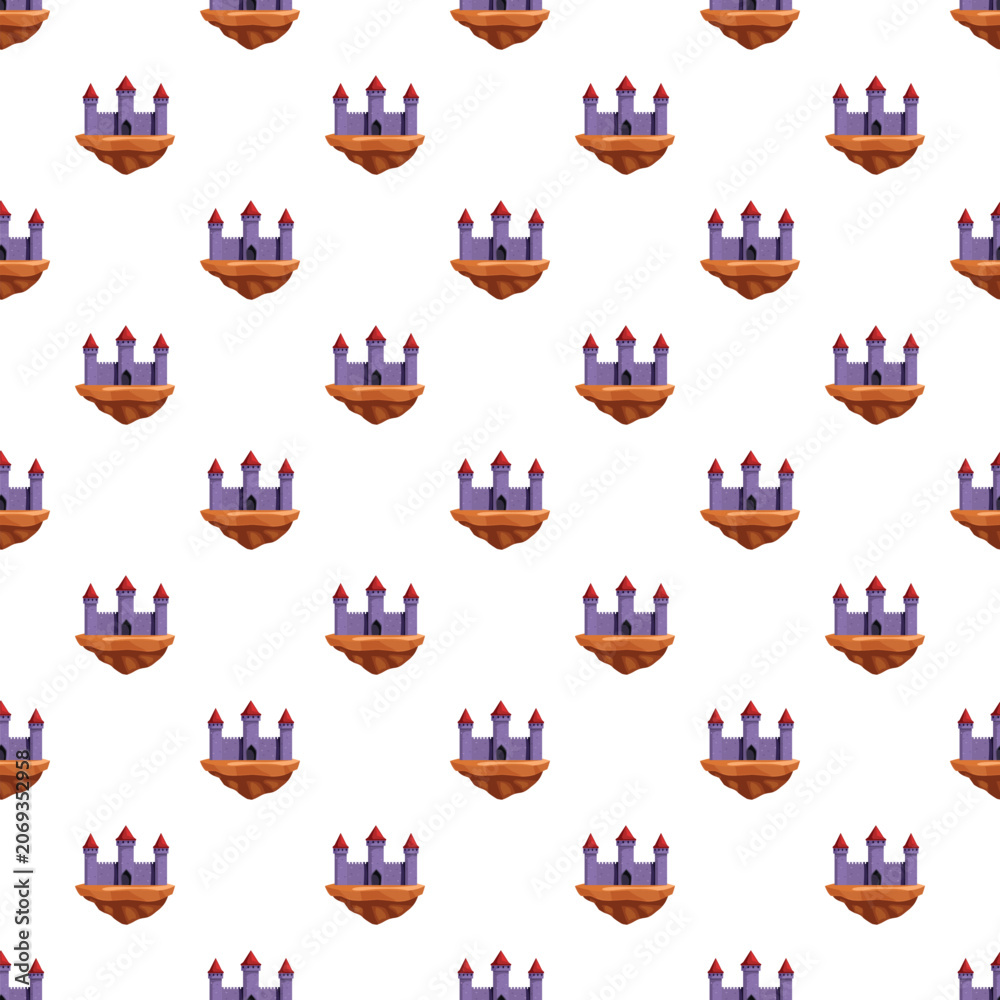 Naklejka premium Repeating floating castles creating a magical fantasy kingdom background