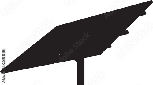 Silhouette of a solar panel on a pole against a clear sky vector art