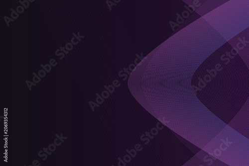 Фотография Glowing purple and blue parallel lines forming curved geometric shapes on a dark