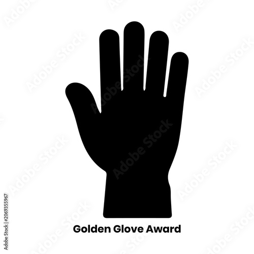 Black glove hand icon golden glove award