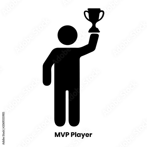 Person holding trophy as mvp player icon