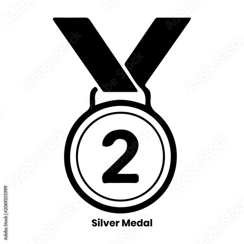 Silver medal with number two ribbon