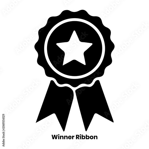 Black winner ribbon with star badge