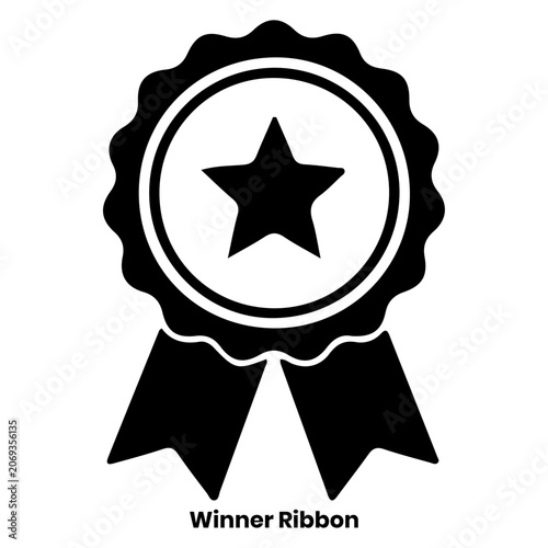 Black winner ribbon with star badge
