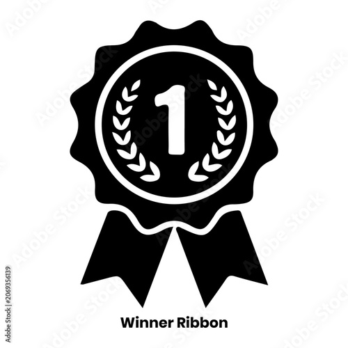 First place winner ribbon badge icon