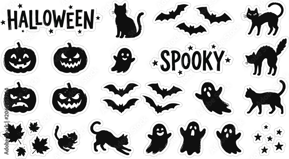 Fototapeta premium Helloween vector graphics spooky halloween elements for design stickers and print projects