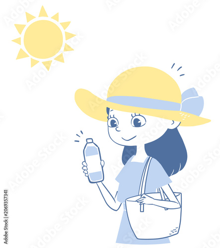 熱中症対策をする女性