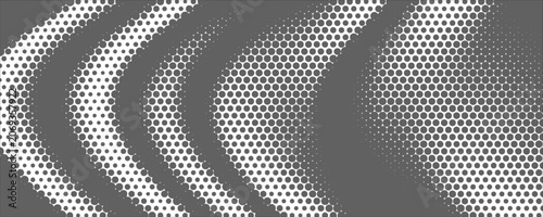 Schilderij op canvas Abstract Black and White Halftone Wave Pattern Background