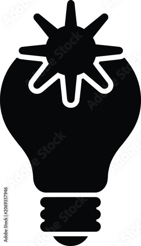 Black silhouette of a light bulb with a sparkle innovation and idea concept