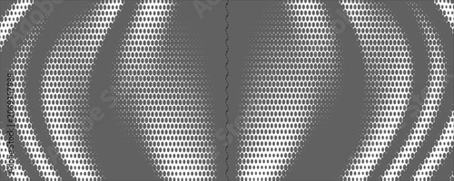Schilderij op canvas Abstract Black and White Halftone Wave Pattern Background