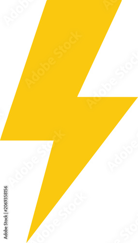 Bright yellow lightning bolt icon isolated on white energy power and electricity symbol