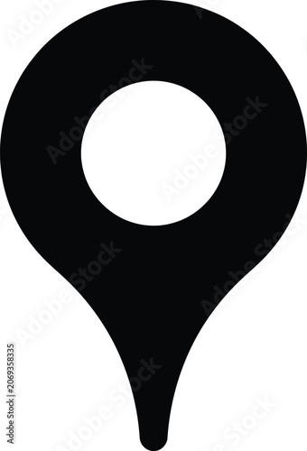 Black map pin icon isolated on white background location marker for navigation and geographic data
