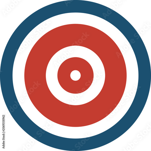 Bullseye target icon with concentric circles in red white and blue colors