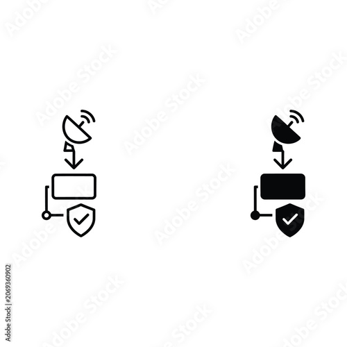 Secure data transfer with wireless signal and shield icons transfer wireless security