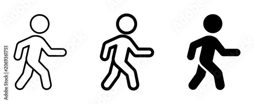Fotografia Walking Man Icon Set, Silhouette and Outline Figures, Human Movement Symbols, Ve