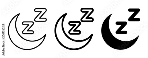 Fotografie Moon and Zzz Icons, Sleep Symbols, Nighttime Rest, Dream Icons, Vector Graphics