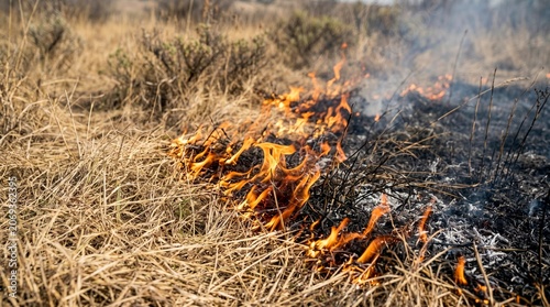 Controlled Agricultural Burn on Dry Grassland Field