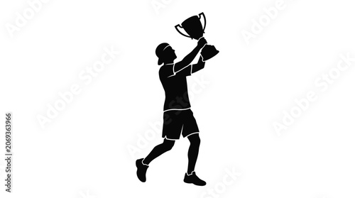 Photos Silhouette Of Athlete Raising Trophy In Victory Black Silhouette