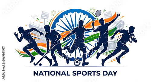 National sports day typography concept on background.