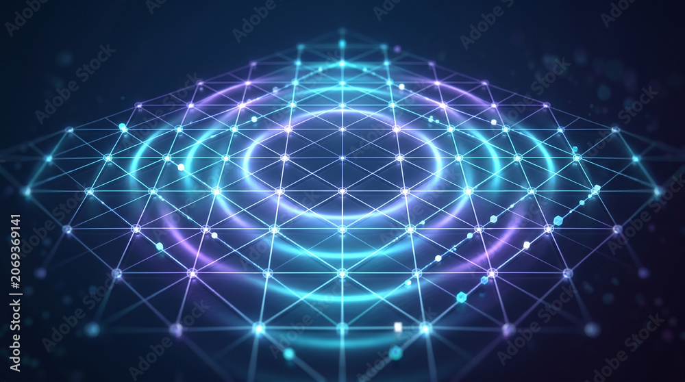 Naklejka premium Network Visualizing Geometric Shapes