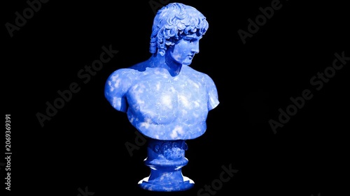 Historical Sculpture of Portrait of Antinous Black Background