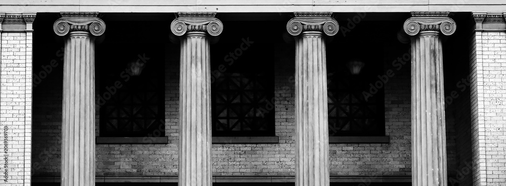 Naklejka premium Modern Building Courthouse or Library or Museum with Columns in Architecture Texture Building