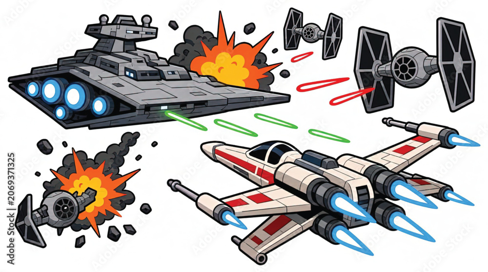 Fototapeta premium Star Wars Space Battle Fighter Ships.