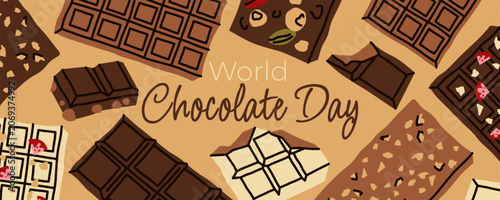 World chocolate day horizontal banner design