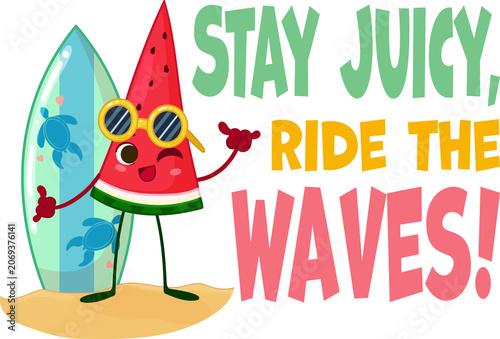 Watermelon Surfer Riding Waves