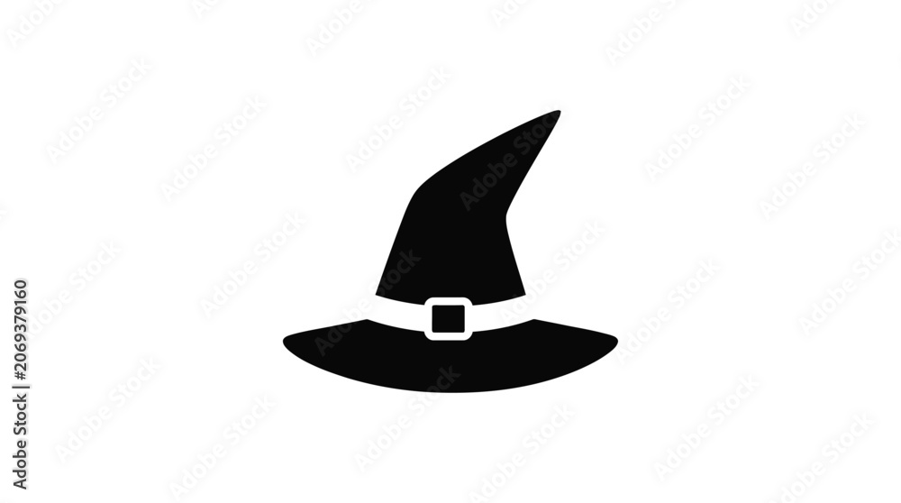 Fototapeta premium Witch Hat Silhouette Against A White Background Silhouette