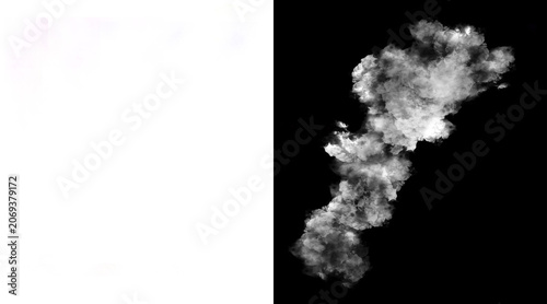 Foto Atmospheric white smoke plume on black background, ethereal steam cloud texture,