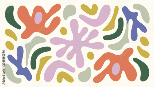 Canvastavla Abstract fluid shapes vector illustration with muted colors and organic forms bl