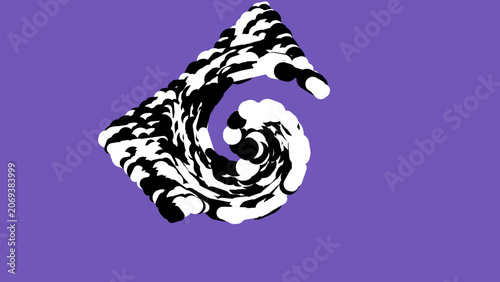 Abstract, swirling wave, black and white, purple background, vector graphic