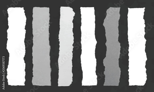 Vertical ripped paper banners set with rough torn edges and blank copy space area vector illustration