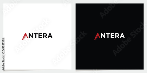 Antera Hidden Ant Wordmark Logo. Minimalist, modern, and scalable vector design.