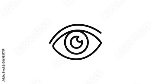 Minimalist eye icon outline, vision symbol, black and white simple drawing, ophthalmology concept