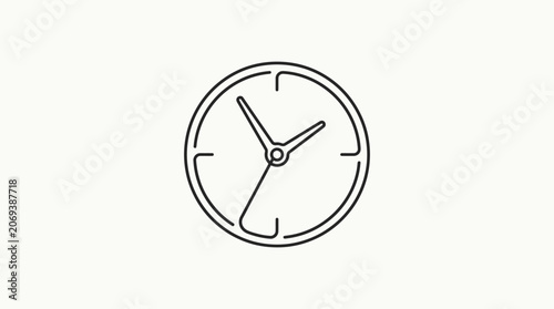 Minimalist Clock Icon - Simple Time Symbol, Outline Design