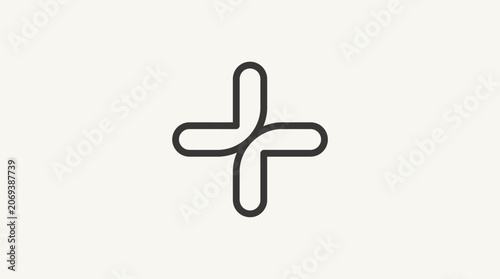 Abstract Plus Sign Symbol with Swirl Design