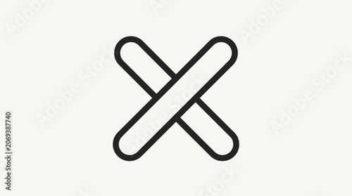 Simple Black Cross Mark Icon on Light Background