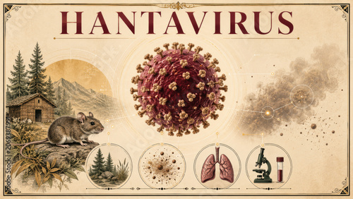 Hantavirus and Andes virus outbreak concept with rodents and infection elements
